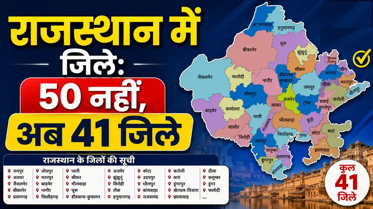 राजस्थान में कितने जिले हैं 2026? पूरी लिस्ट (41 जिले): राजस्थान के जिलों की सूची